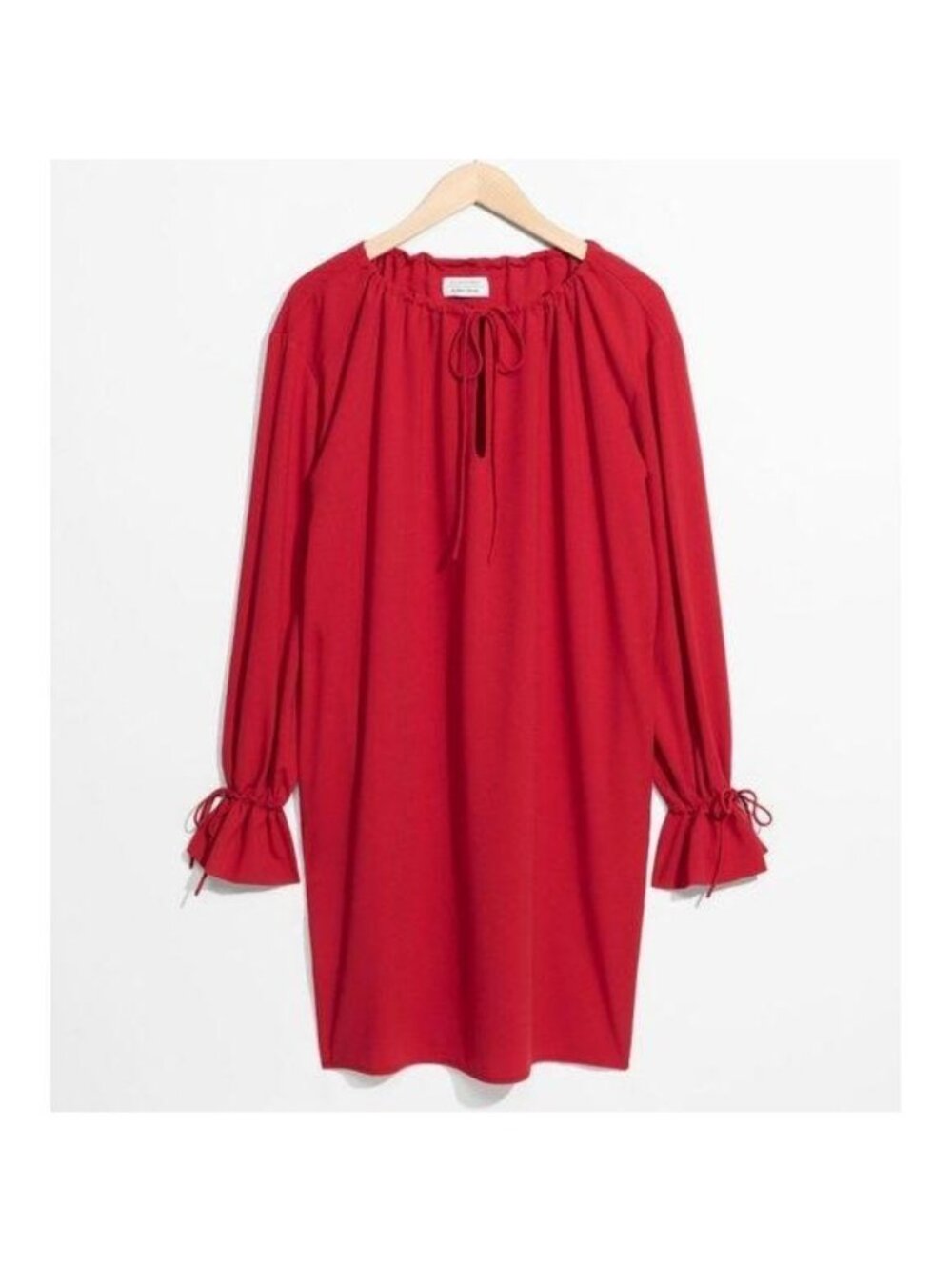 & Other Stories Tunic Mini Dress Long Sleeve Tie